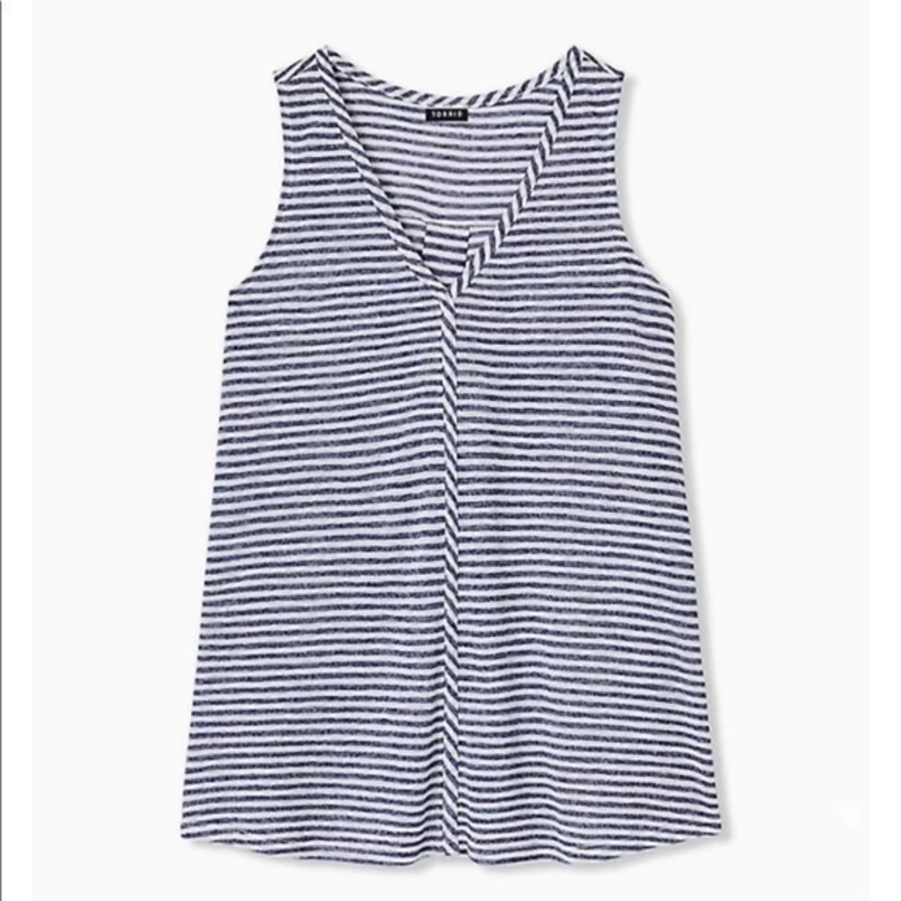 TORRID NAVY STRIPE JERSEY SWING TANK